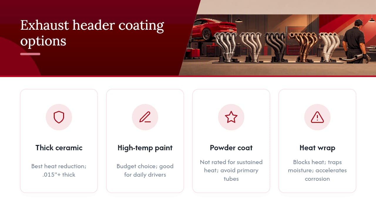 Diagram comparing ceramic coating types for headers