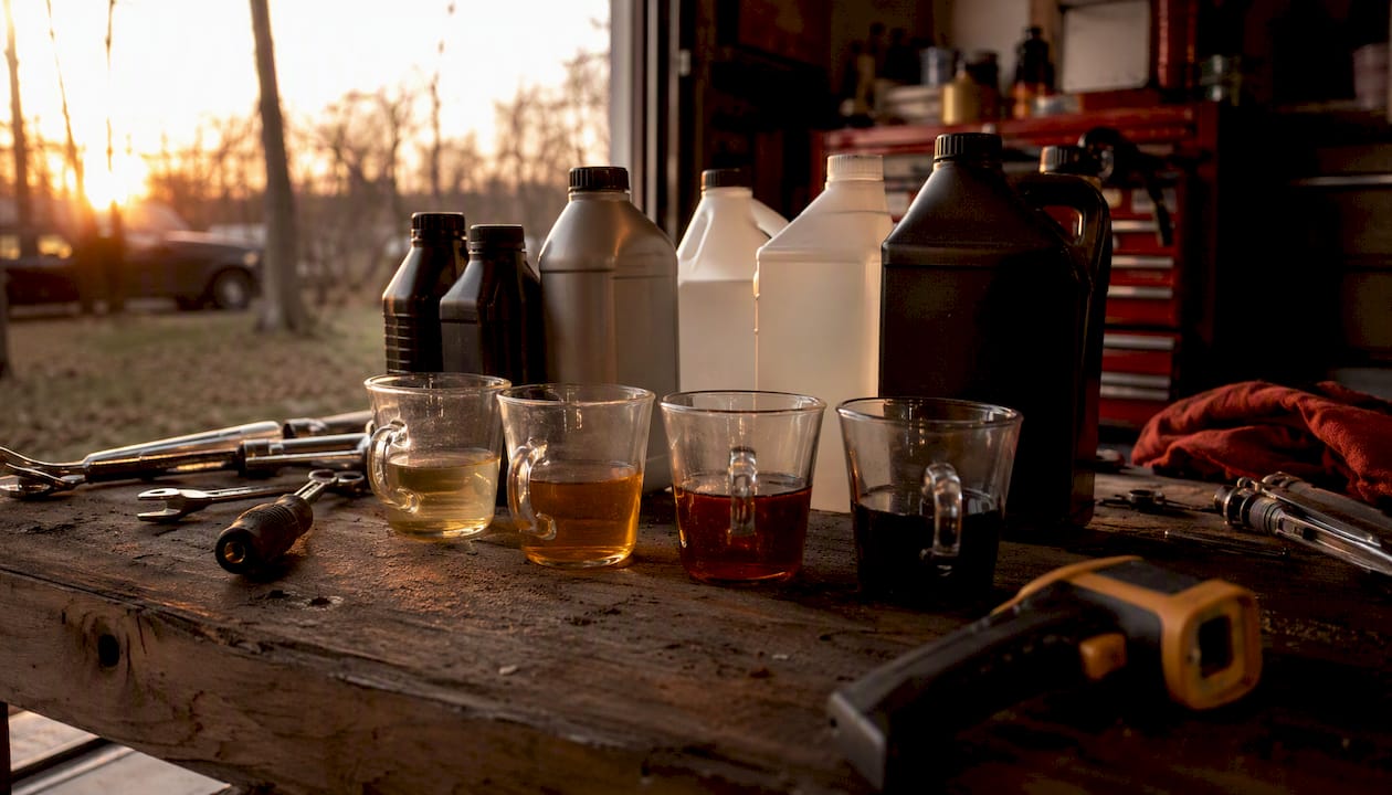 Brake fluid samples showing different boiling points