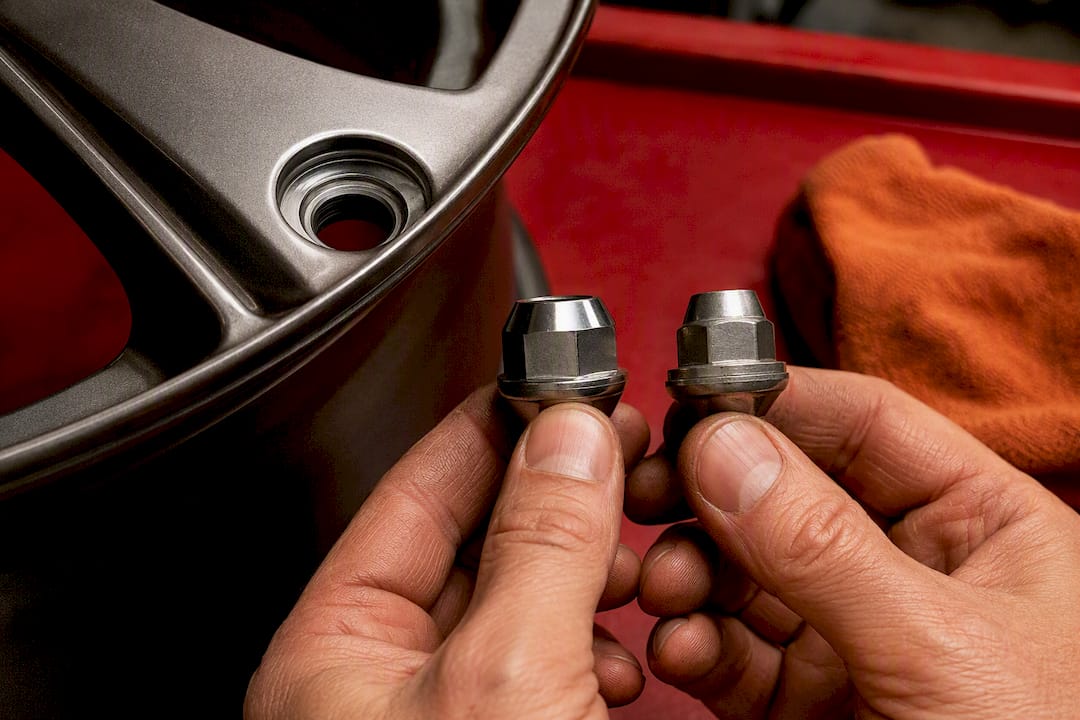 Technician checking lug nut seat fitment