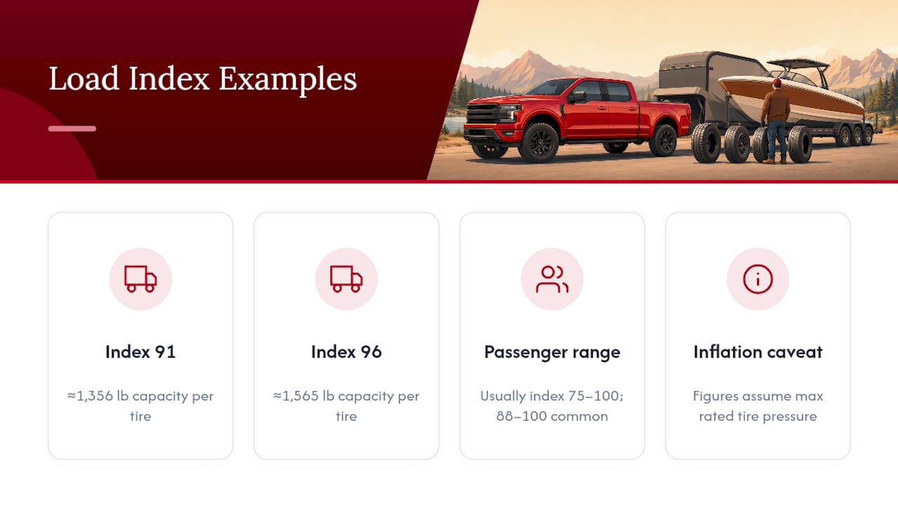 Load index values converted to tire capacity