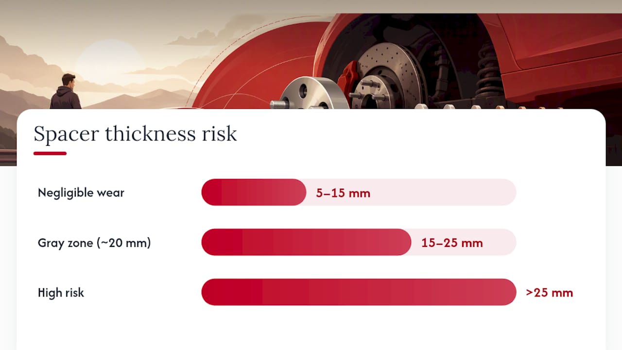 Wheel spacer thickness risk ranges