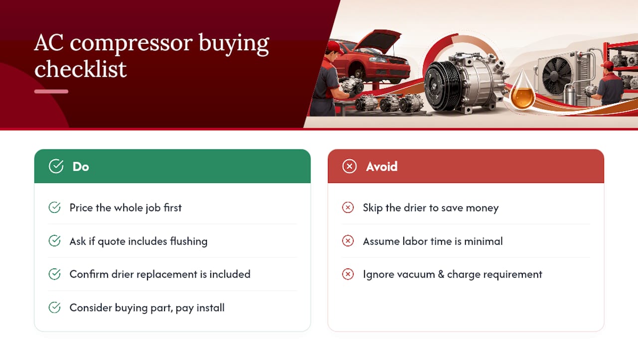 What should you expect to pay for an AC compressor, installed? — overview diagram