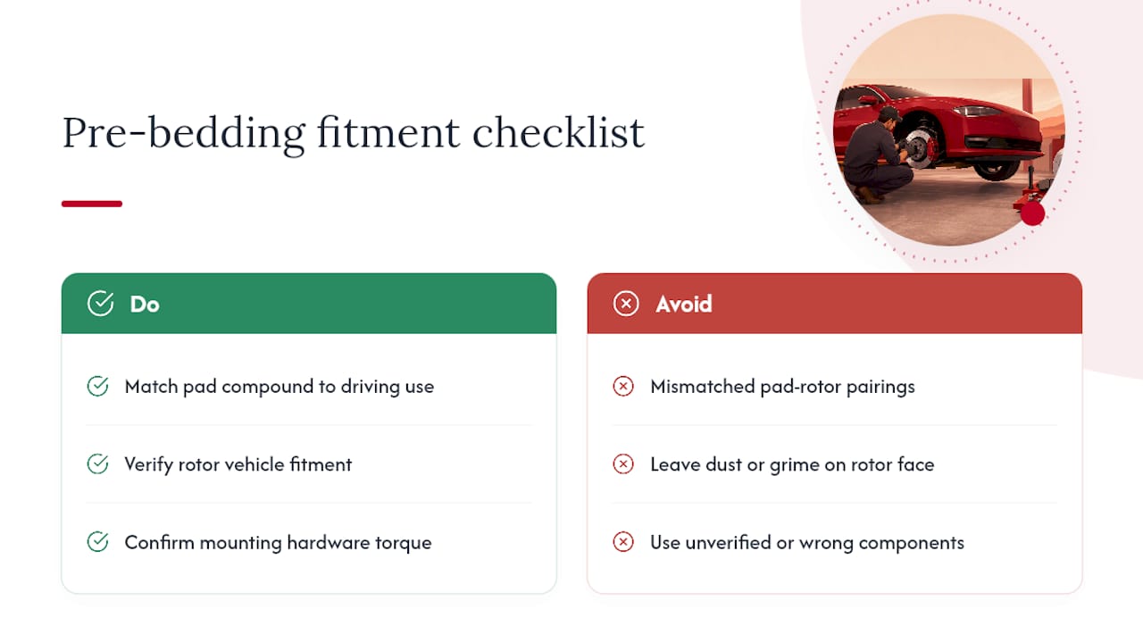 Three brake fitment checks before bedding