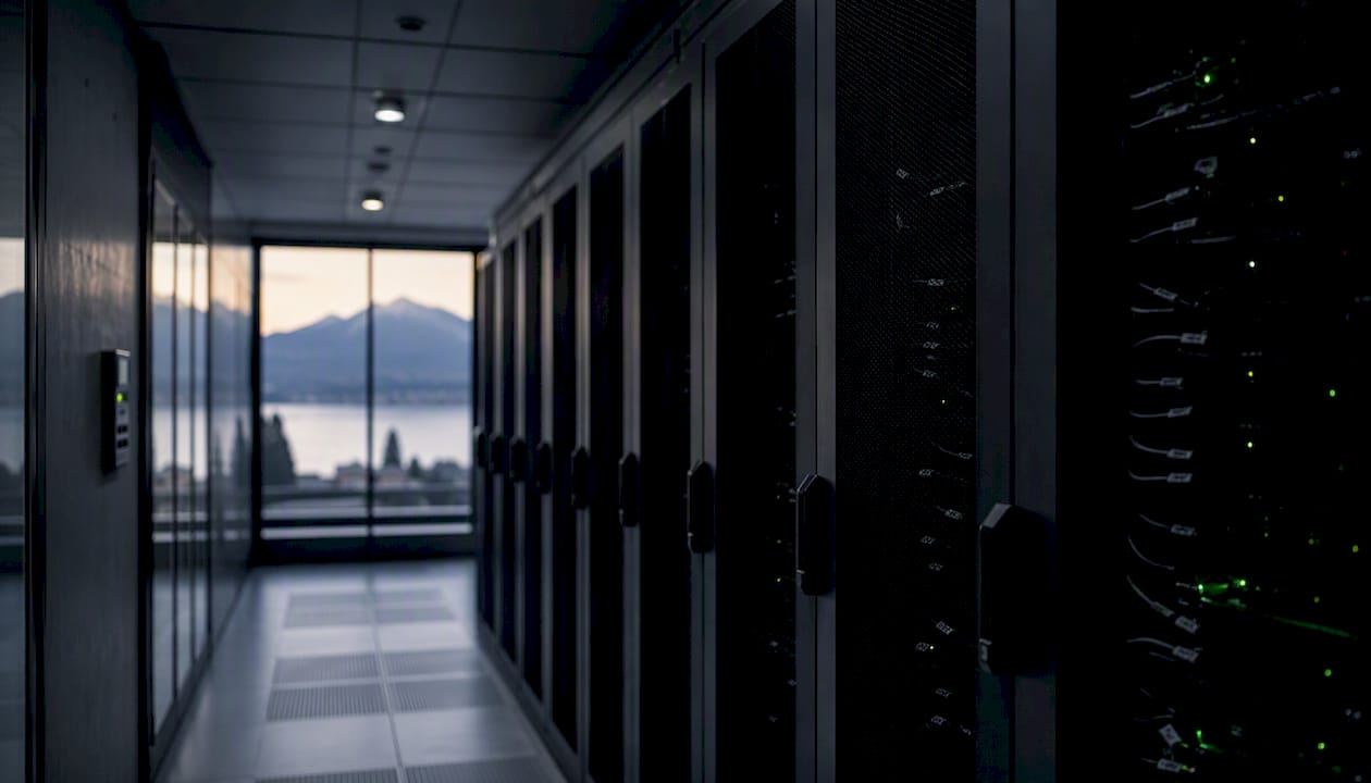 Salle serveurs sécurisée, hébergée en Suisse et conforme aux standards de souveraineté