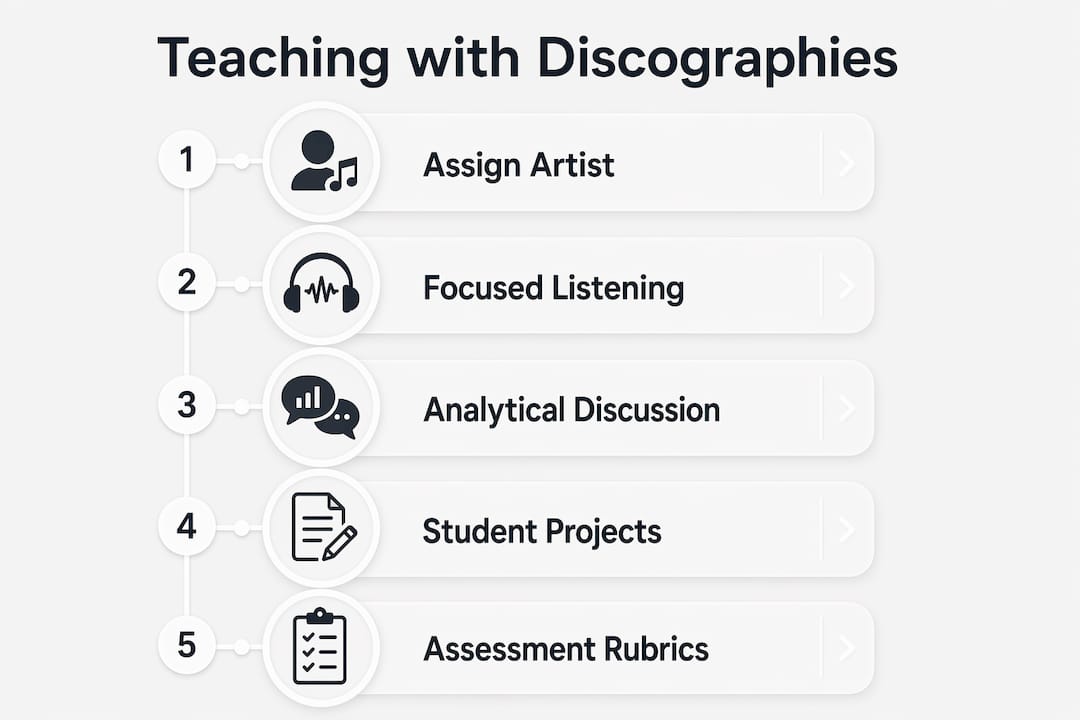 Infographic showing steps for teaching with discographies