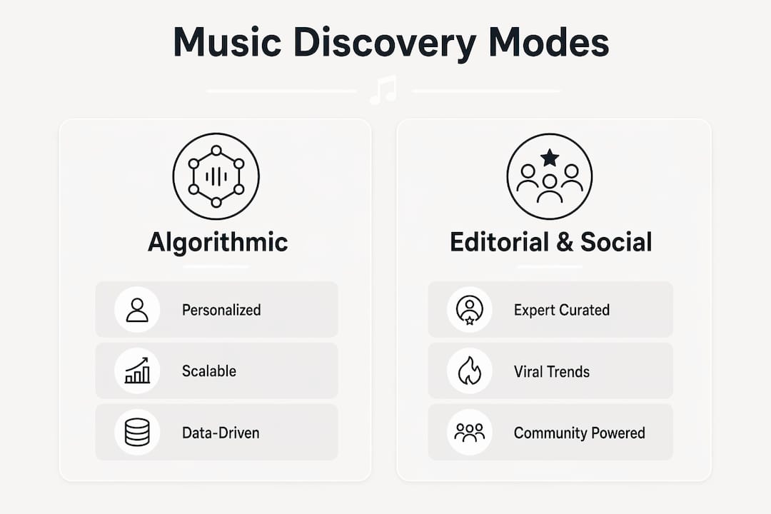 Infographic comparing music discovery modes