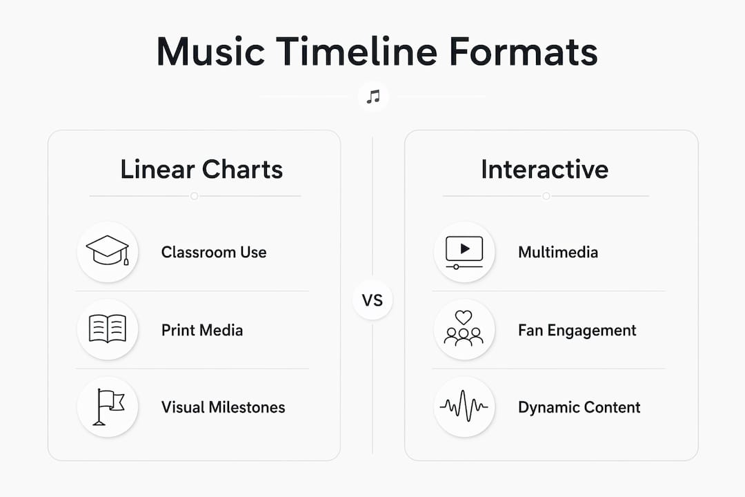 Infographic comparing music timeline formats