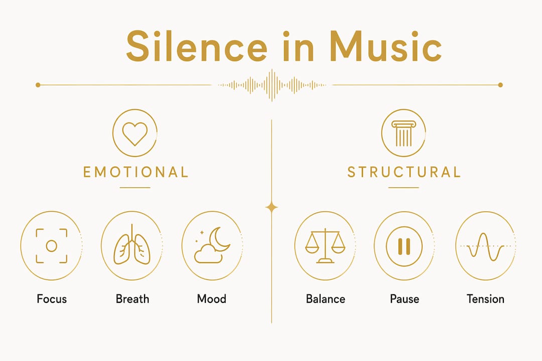 Infographic illustrating emotional and structural roles of silence