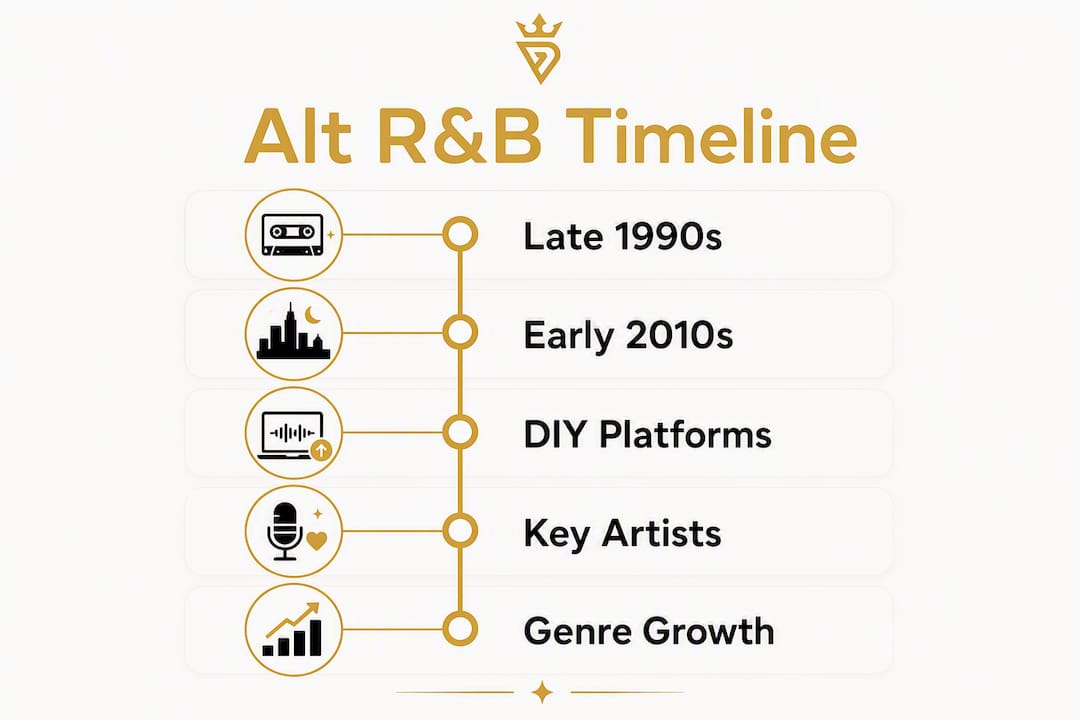 Infographic showing timeline of alternative R&B key moments