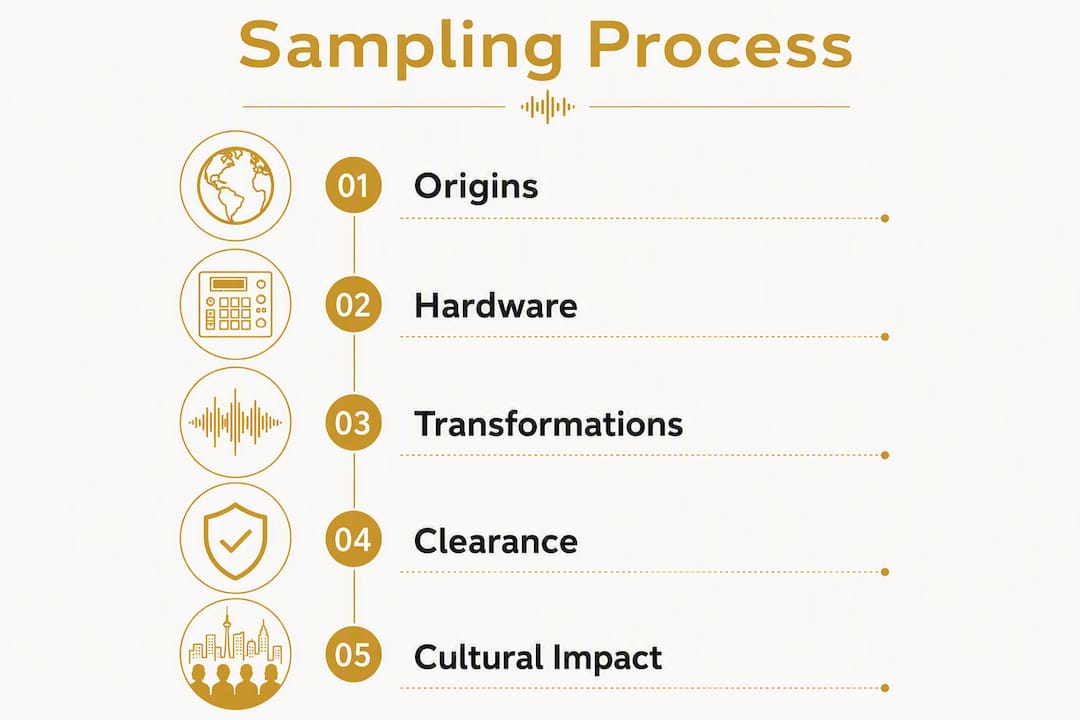 Infographic showing sampling history and process