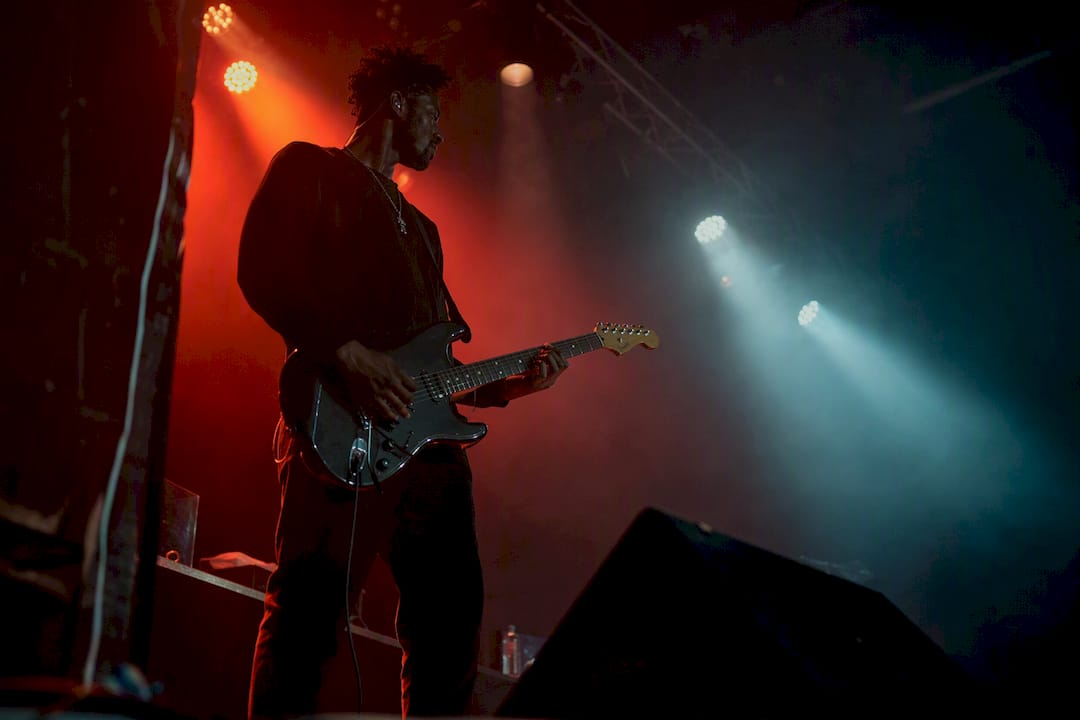 Concert stage lighting with warm and cool colors