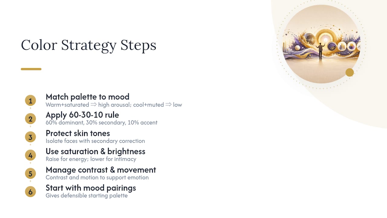 Diagram of six-step music visual color strategy