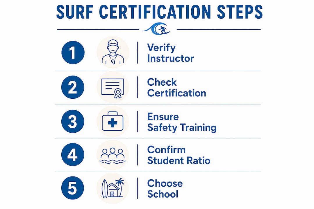 Infographic showing surf certification key steps