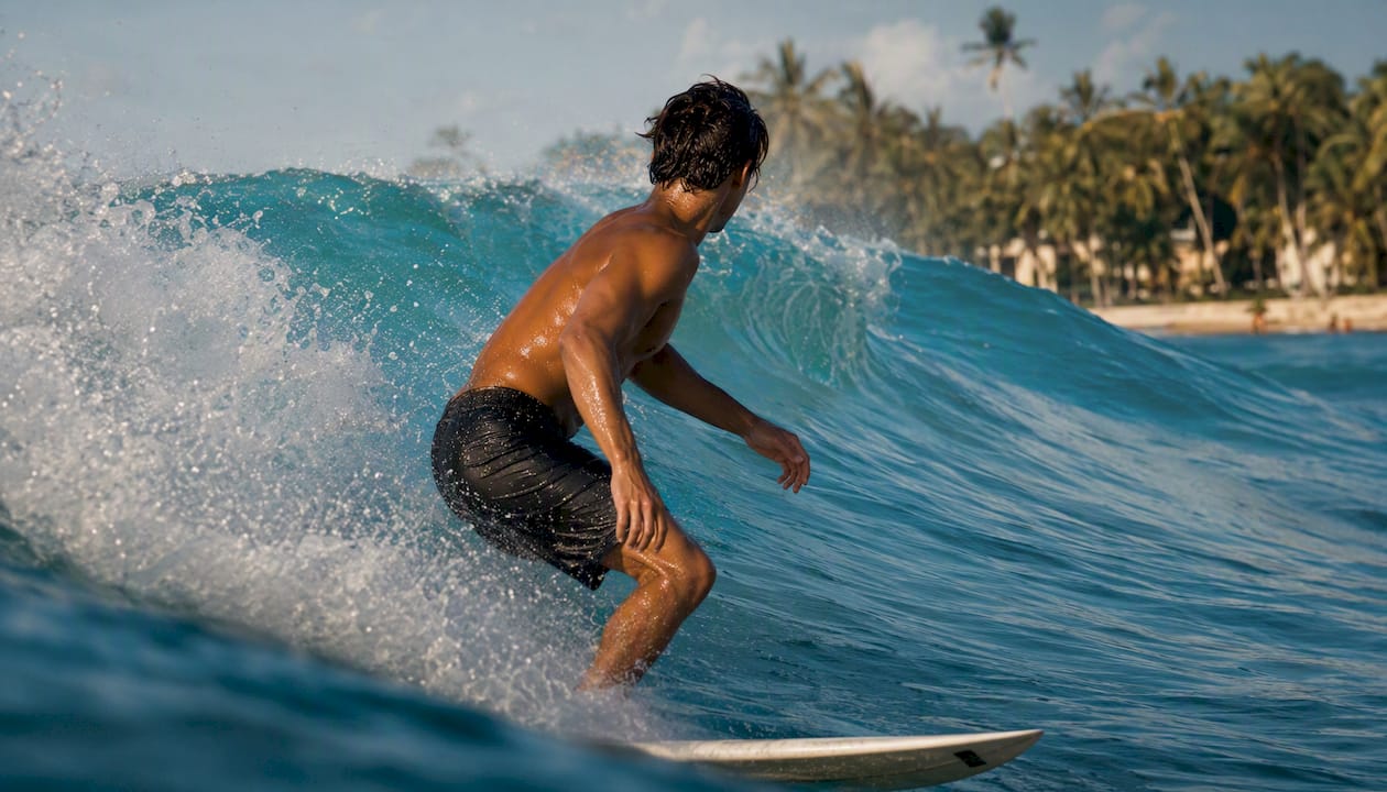 Backside surfer applying heel pressure