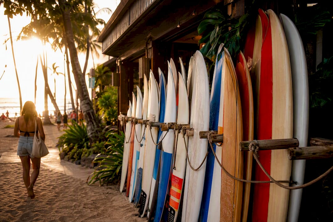 Waikiki surf rental shop storefront