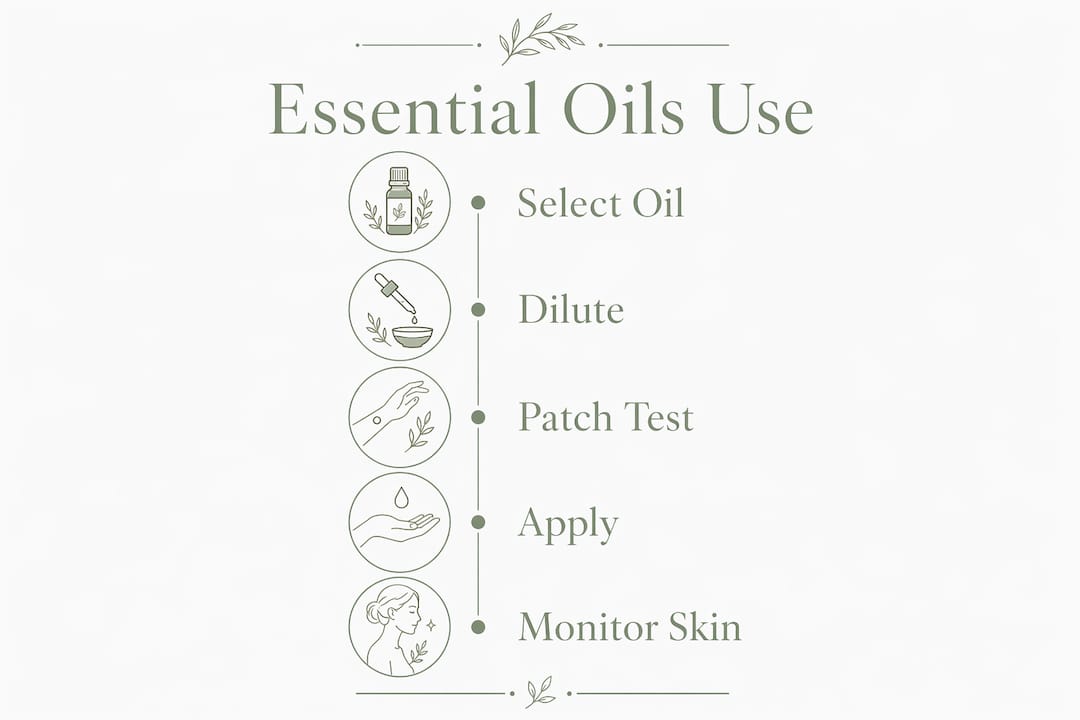Infographic outlining safe essential oils usage steps