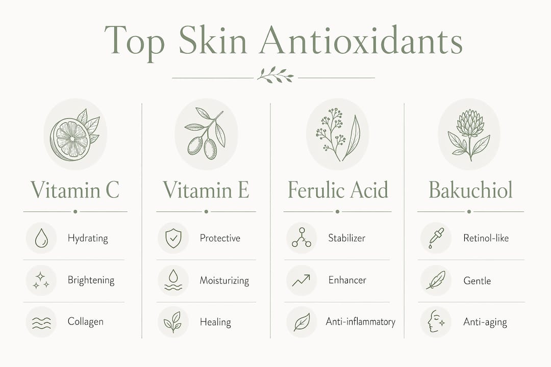 Infographic of best antioxidants for skin benefits