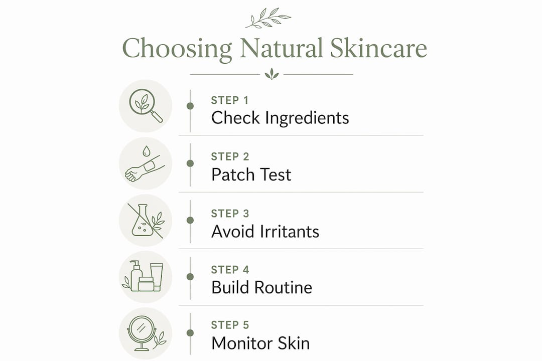 Infographic showing step-by-step natural skincare selection