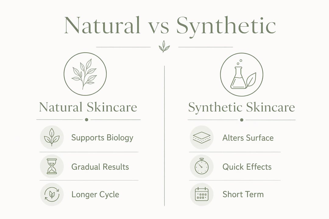 Infographic comparing natural and synthetic skincare features