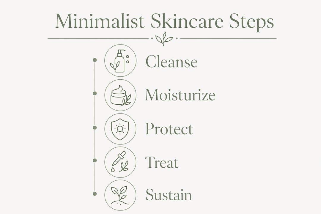 Infographic showing minimalist skincare routine steps
