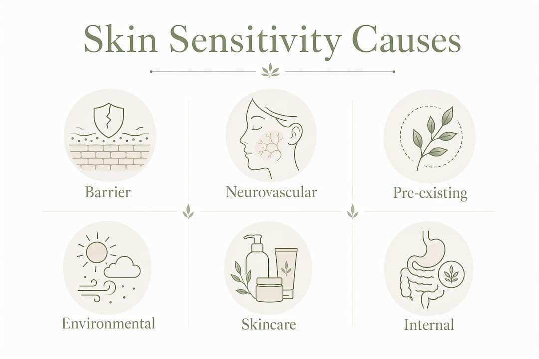 Infographic illustrating causes of skin sensitivity