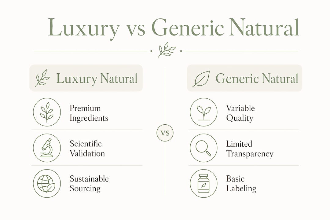Infographic comparing luxury versus generic natural beauty products