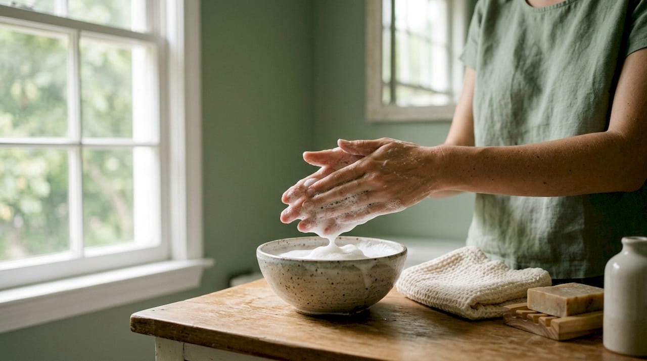 Hands lathering gentle cleanser foam