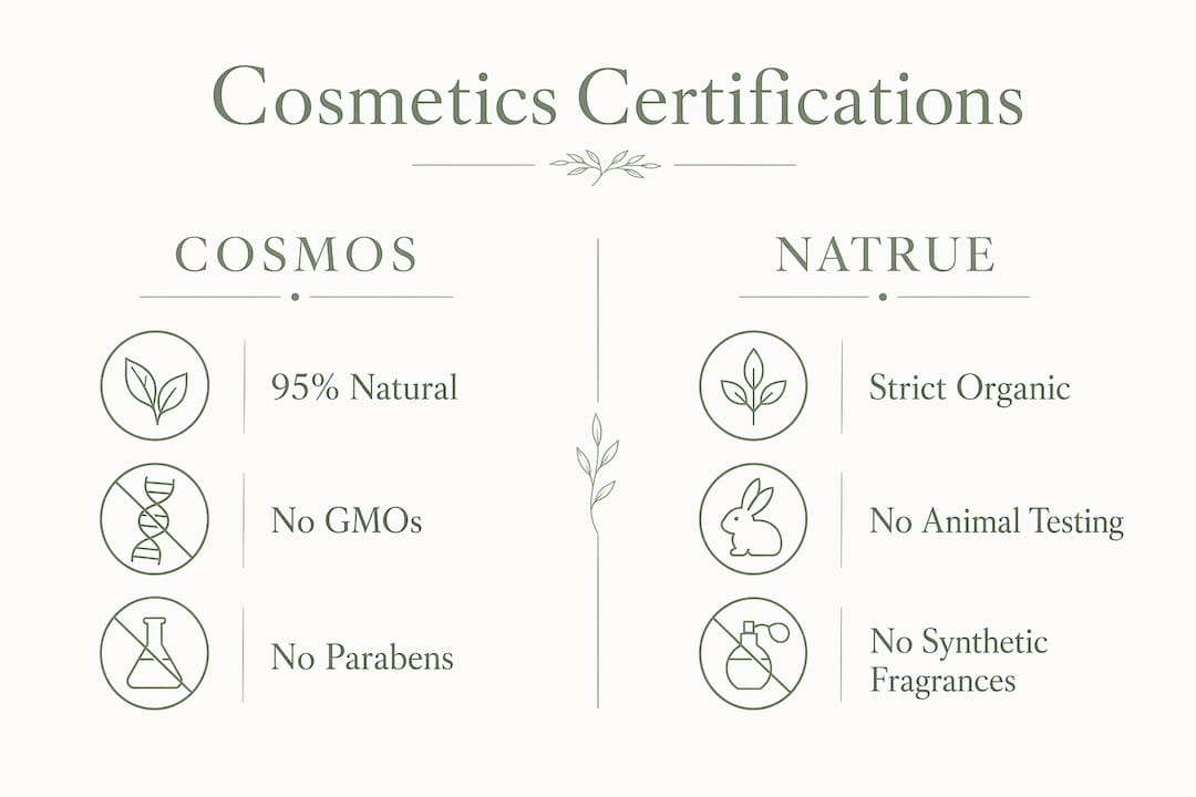 Infographic comparing common natural cosmetics certifications