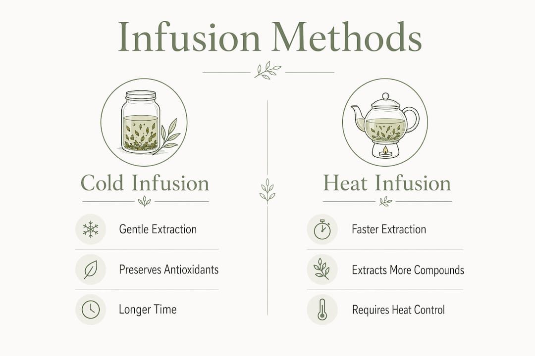 Infographic comparing cold and heat infusion methods
