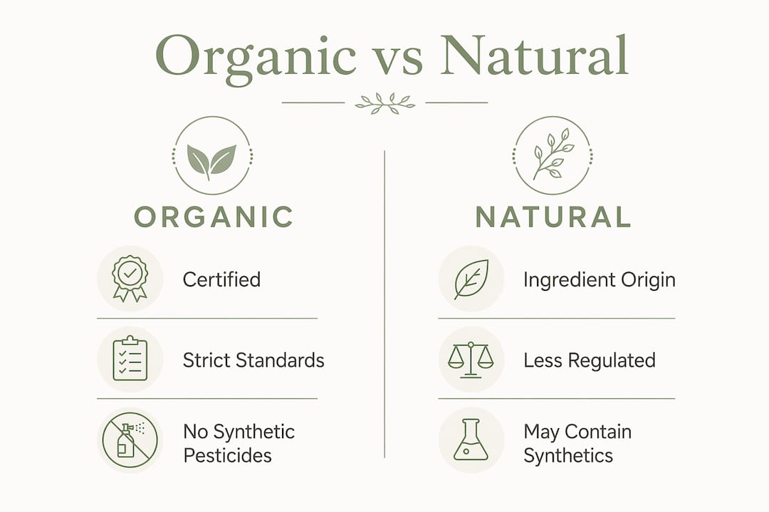 Infographic comparing organic and natural beauty products