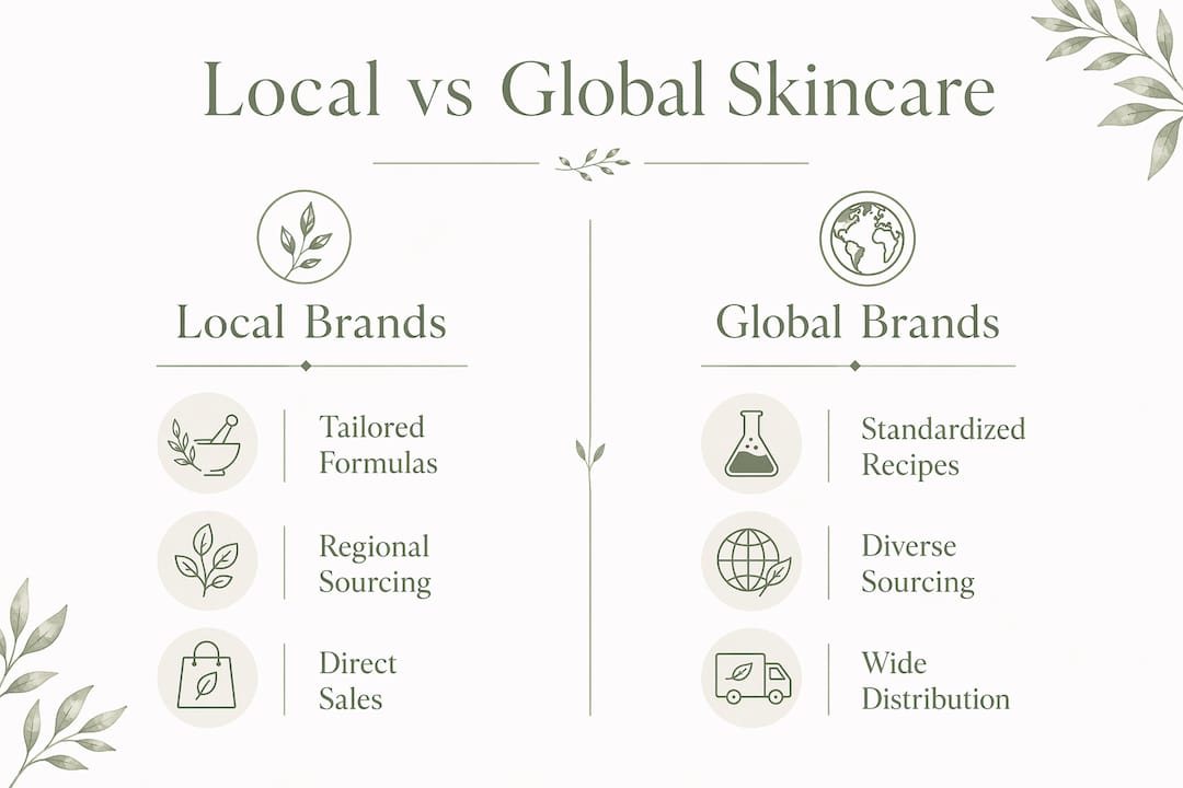 Comparison infographic of local and global skincare brands