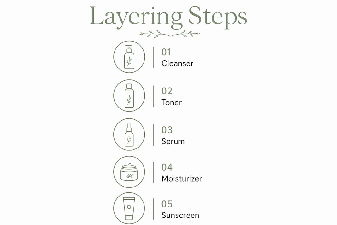 Infographic showing correct skincare layering steps