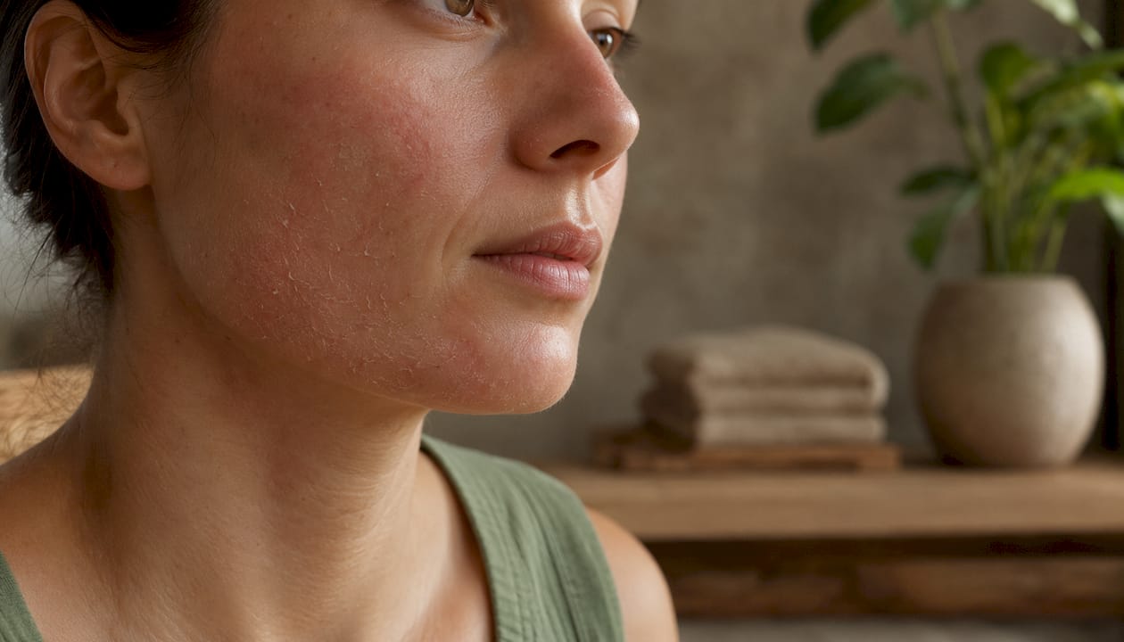 Close-up of sensitive damaged skin texture