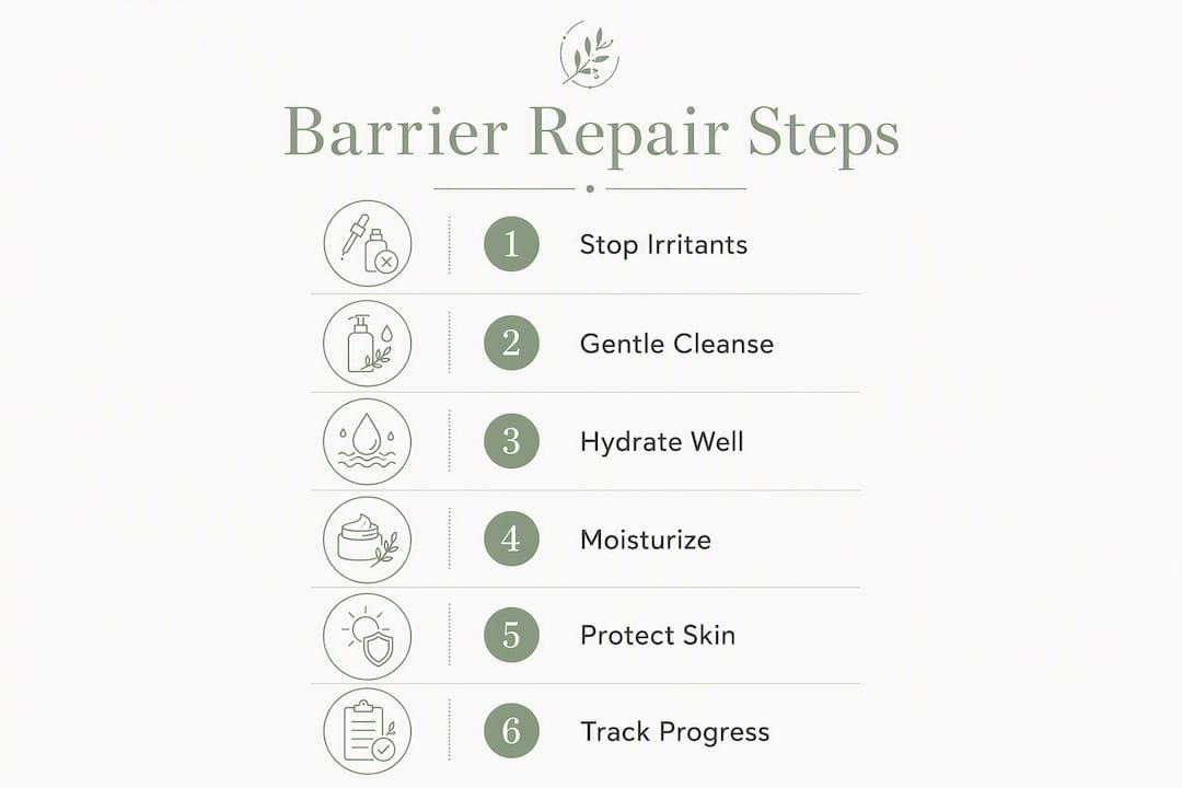 Infographic showing steps to repair skin barrier