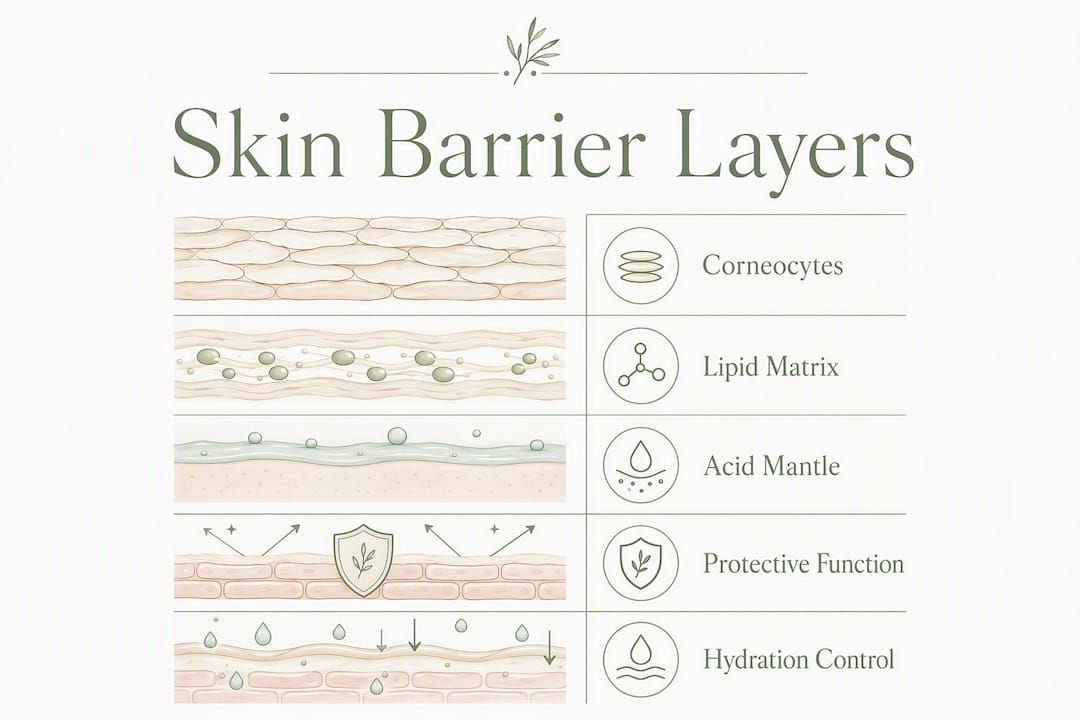 Infographic showing skin barrier layers and functions