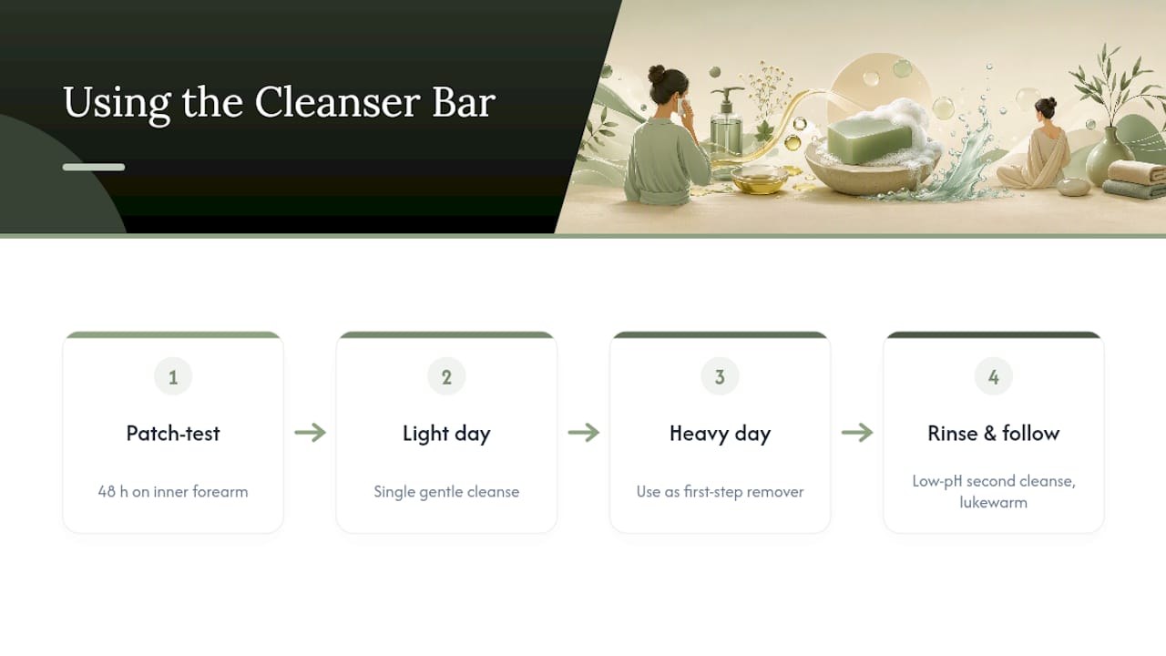LaTerraTales' cleanser bar as a gentle double-cleansing option — overview diagram