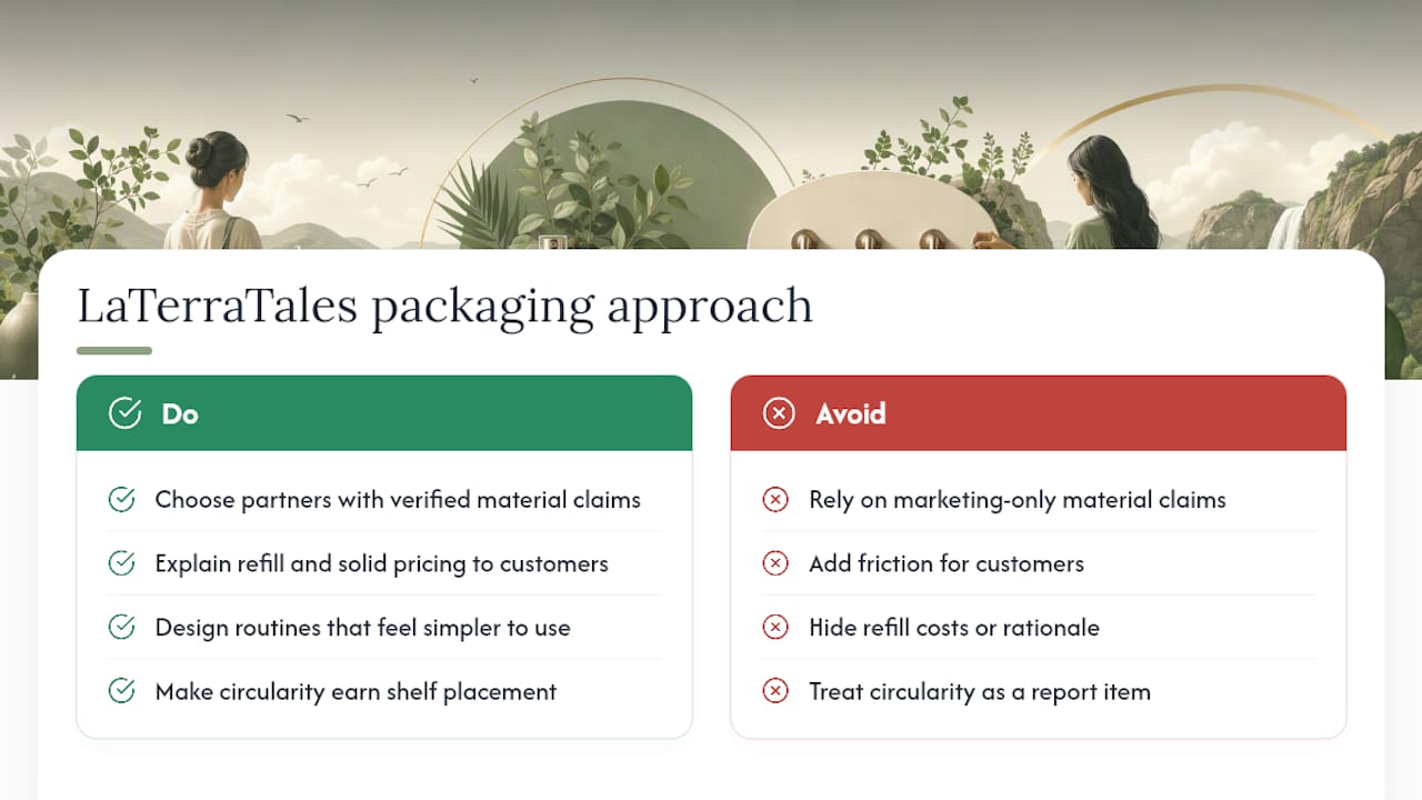 How LaTerraTales Approaches Sustainable Packaging — overview diagram