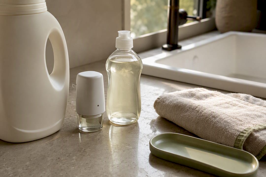 Household fragrance sources beside utility sink