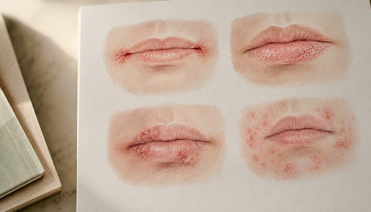 Illustrated patterns of common lip conditions