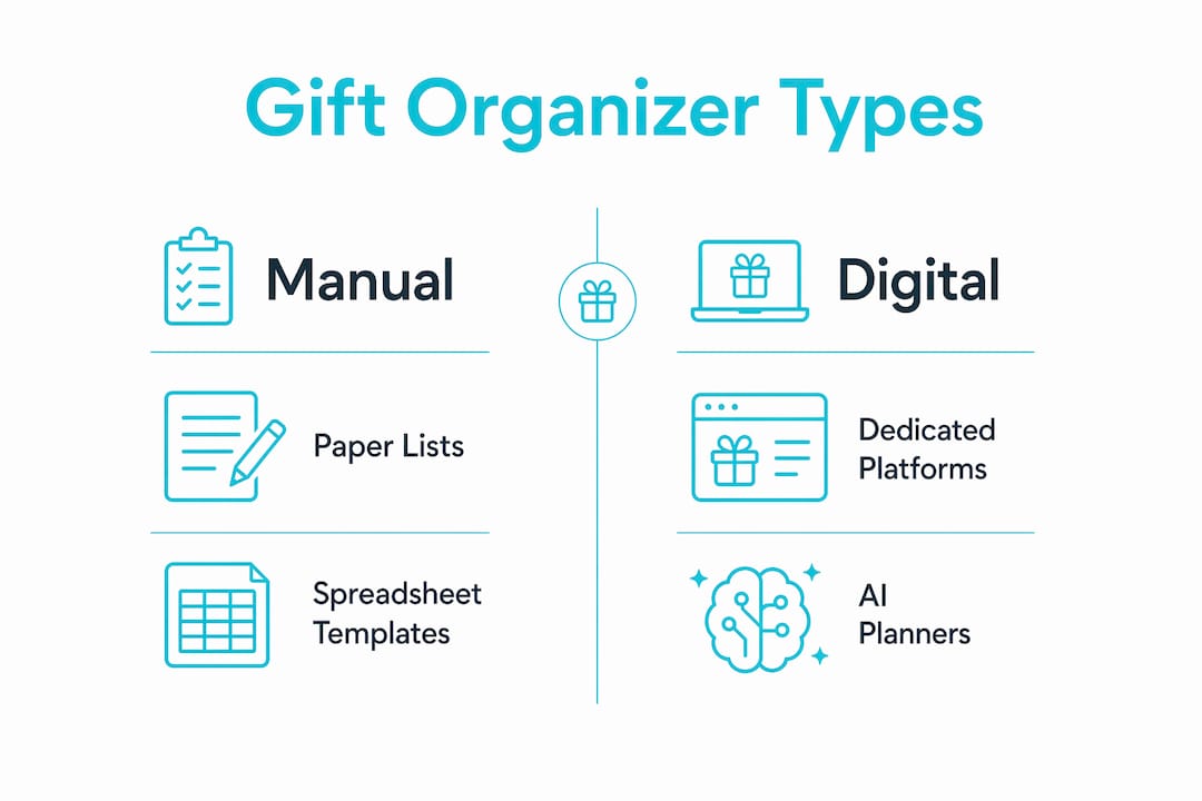 Infographic comparing manual and digital gift organizers