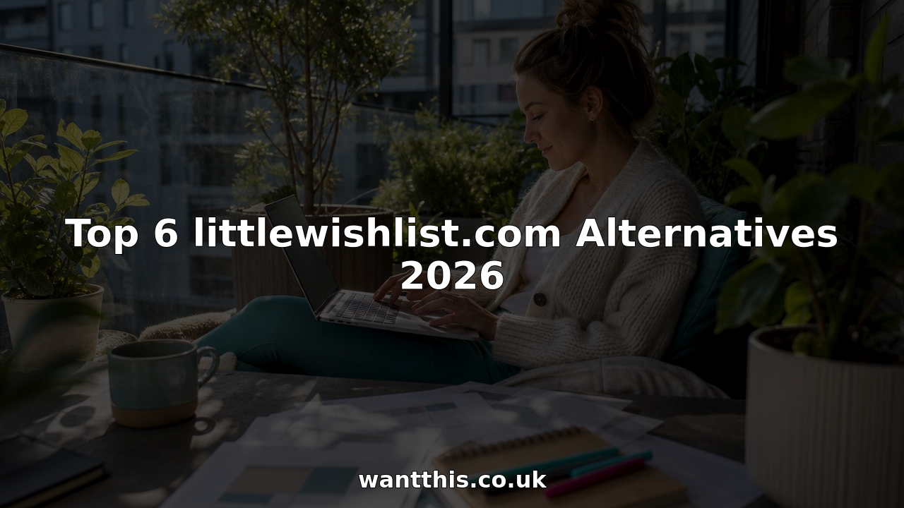 Woman browsing gift list website on laptop