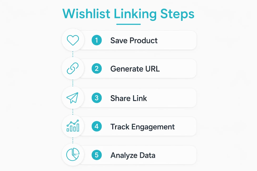Infographic illustrating wishlist linking process steps