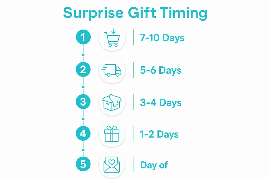 Infographic illustrating surprise gift timing stages