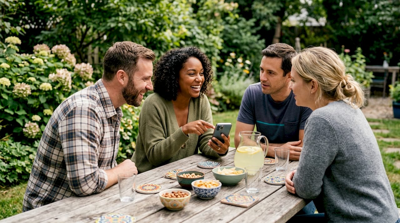 Group planning collective gifting around table