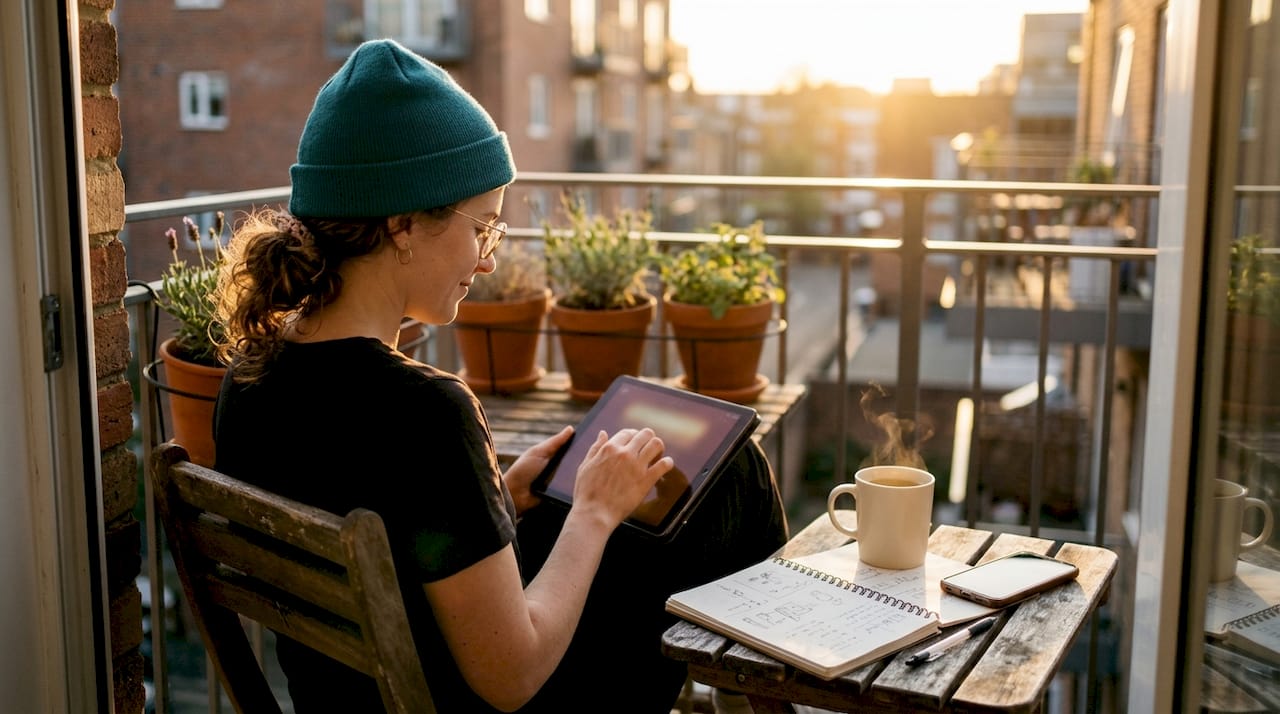 User organizing wishlist on tablet at home