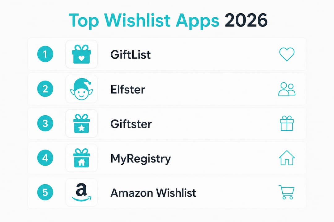 Infographic ranking top wishlist apps for 2026