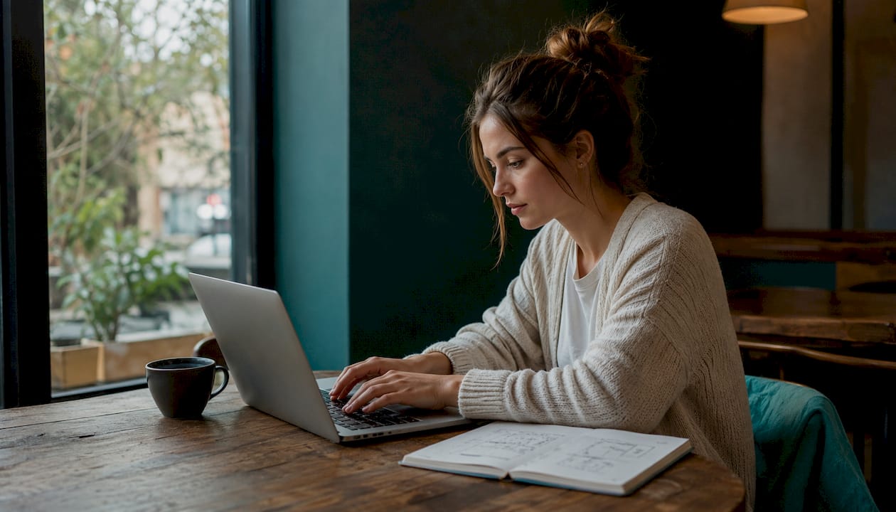 Hands typing code in minimalist workspace