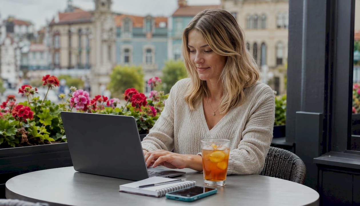 Woman managing wishlist image pull on laptop