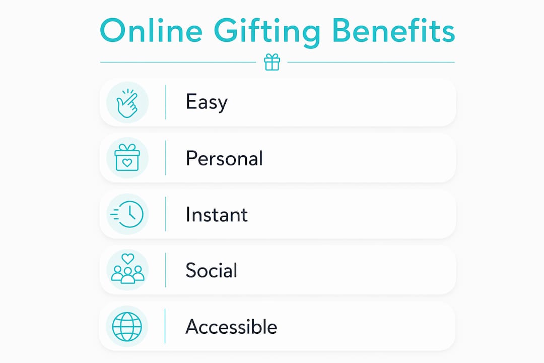 Infographic outlining benefits of online gifting