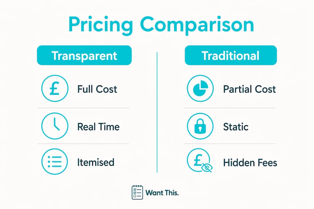 Infographic comparing transparent and traditional wishlist pricing